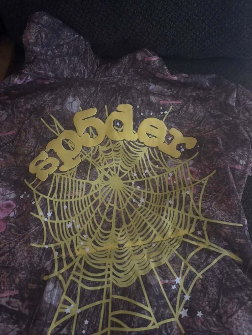 Sp5der Woodland Camo Floral Spiderweb Graphic Hoodie